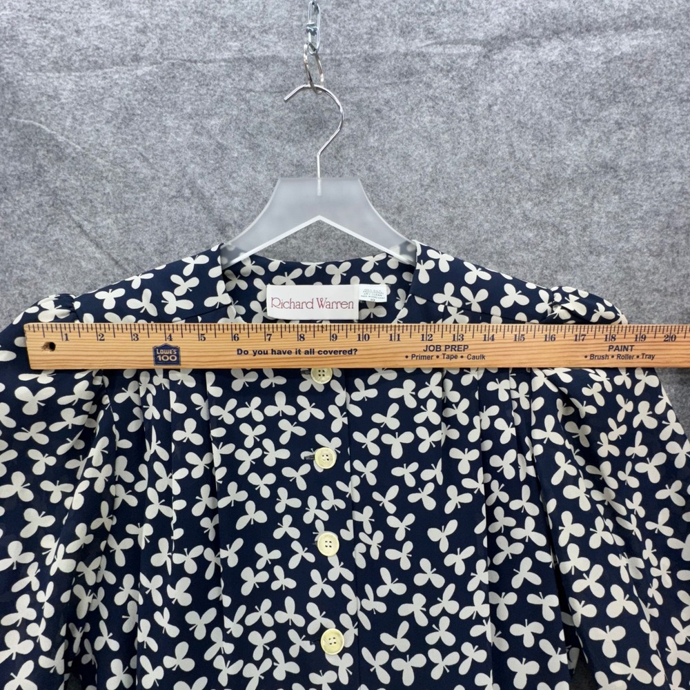 Richard Warren Women Silk Skirt Set Vintage Size 10 Floral Navy Dynasty Glam 80s - Picture 13 of 16